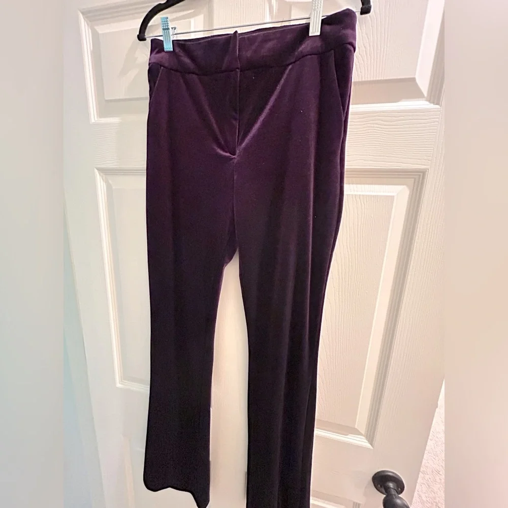 NWT JCPenny Premier Amour Velvet Plum Fitted Boot leg Pants - Picture 3 of 7